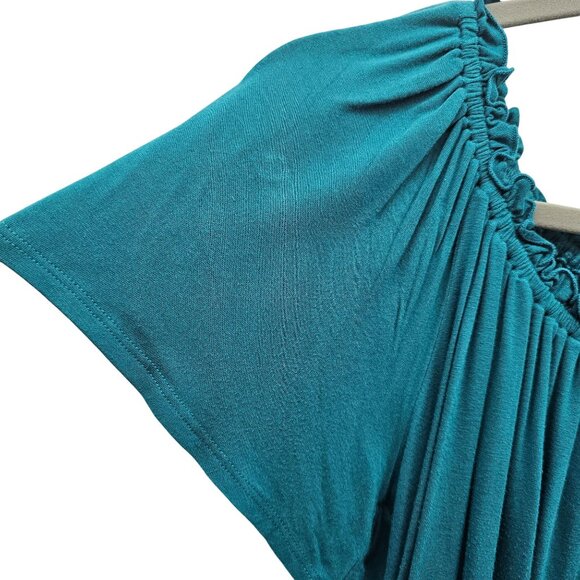 Dante Malan Teal Womens Short Sleeve Top Size M - Picture 3 of 7